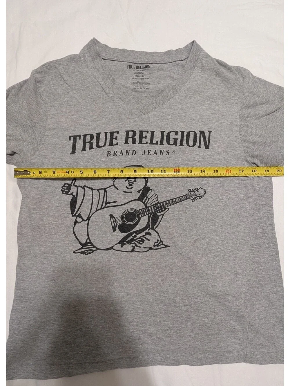 True Religion Loungewear Medium Gray Buddha Guitar Graphic T-Shirt M